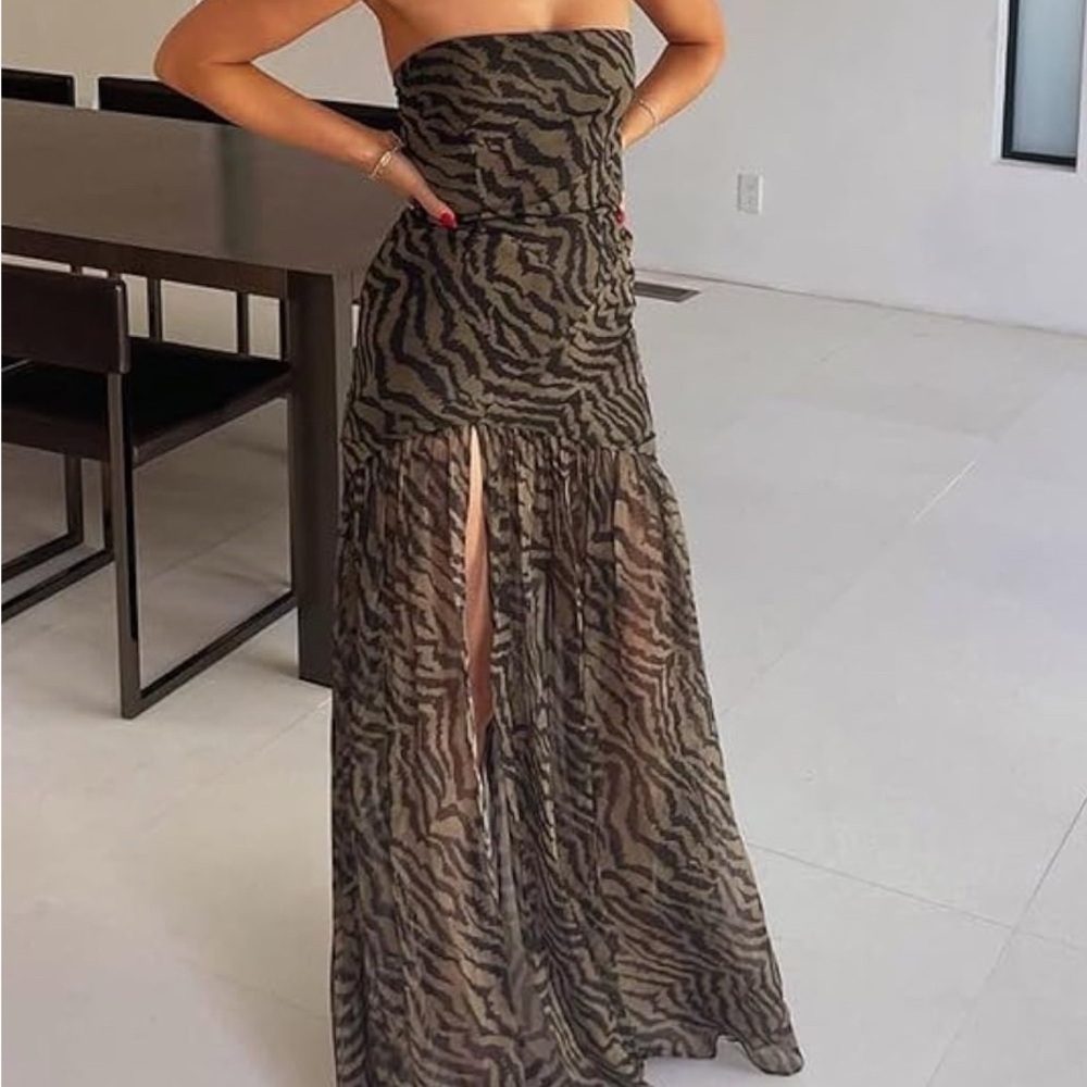 Strapless Animal Print Dress